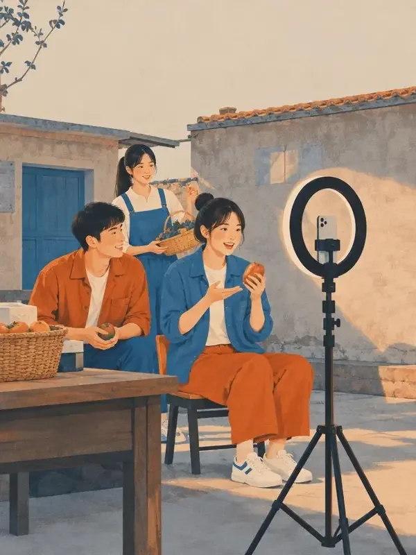 《回村搞直播》短剧封面，返乡创业题材
