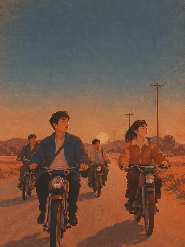 《摩托车上的青春》短剧封面，县城往事题材