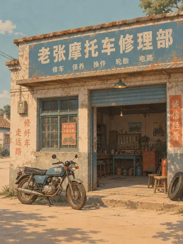 《县城往事·修车铺的夏天》短剧封面，县城往事题材