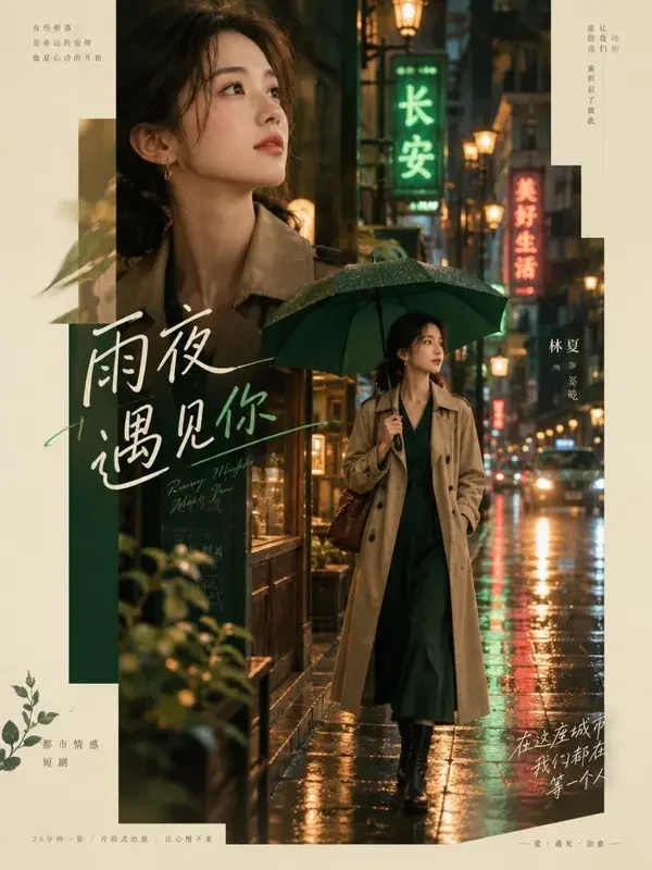 夜色玫瑰短剧封面海报，悬疑题材