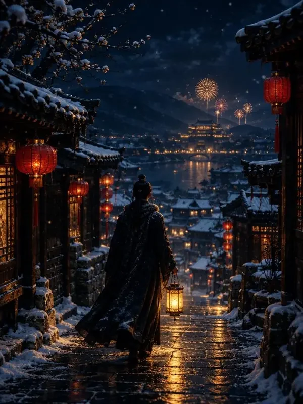 荒城有雪短剧封面海报，古装题材