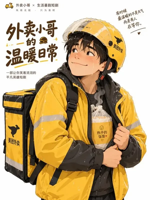 《摩托外卖日记》短剧封面，返乡创业题材